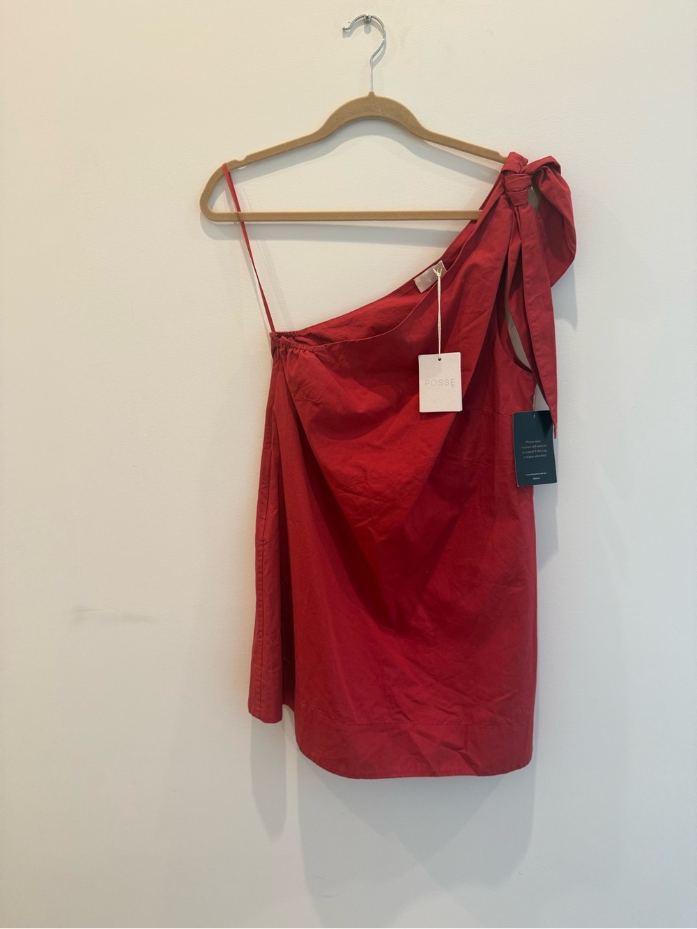Posse Crimson One-Shoulder Freya Tie Mini Dress